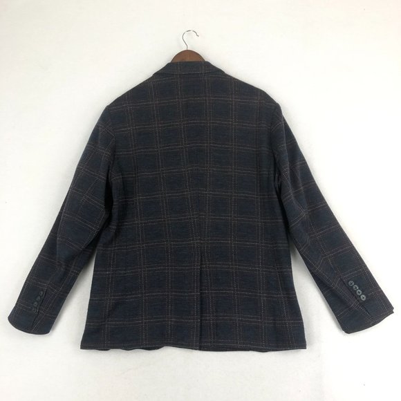 RED Saks Fifth Avenue Men's Size Large Blue Rust Wool Blend Blazer Jacket - Picture 11 of 12